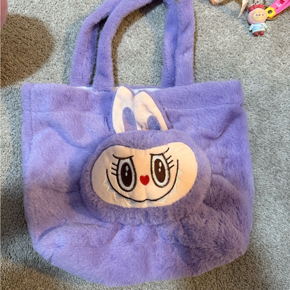 Charming Lavender Labubu Style Kids Tote Bag